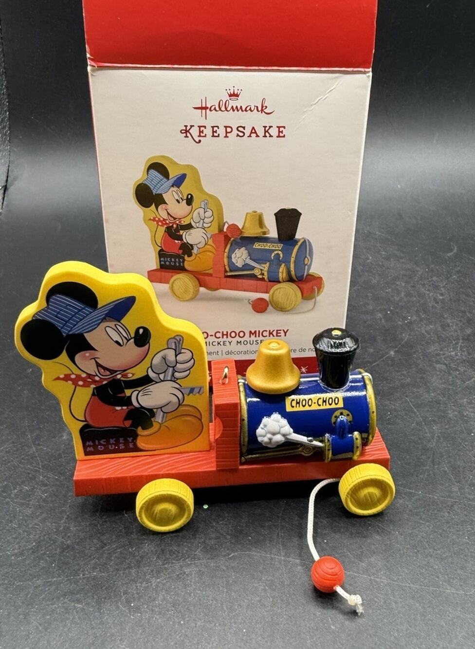 CHOO-CHOO MICKEY Mouse Train Pull Toy Hallmark Keepsake Ornament EUC -48D